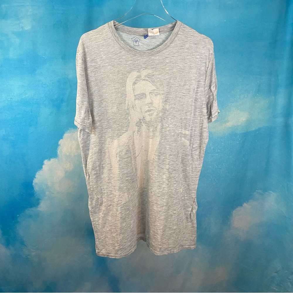DIVIDED CURT COBAIN HEATHER GREY SHORT SLEEVE T SHIRT - SZ L